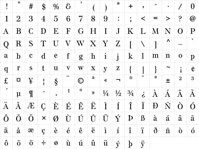 Else NPL Semi-Bold  glyph index