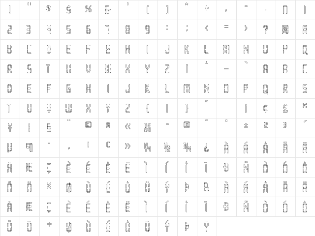 Loopy Regular  glyph index