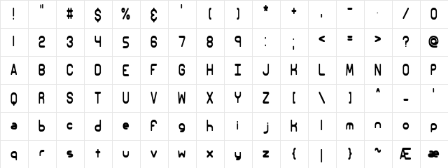 Elsewhere (BRK) Regular  glyph index