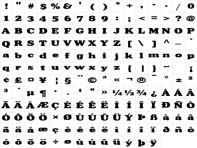FZ ROMAN 35 EX Normal  glyph index