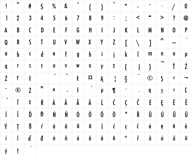 FuturaTEEMedCon Regular  glyph index