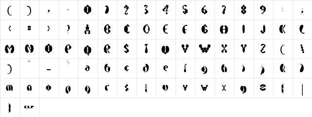 Electrack Phat  glyph index