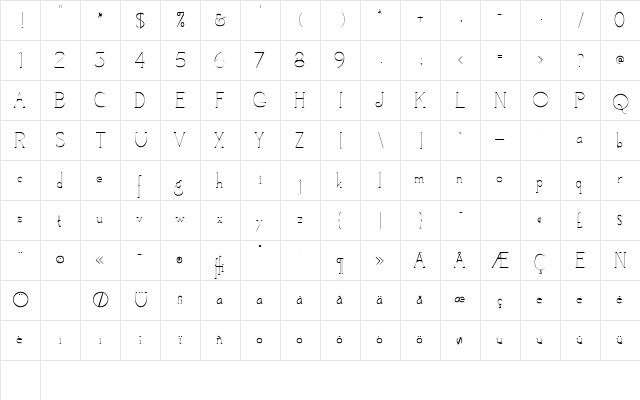 Camelot Regular  glyph index