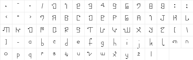 TORN Regular  glyph index