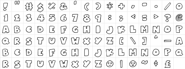 Superchunky Regular  glyph index