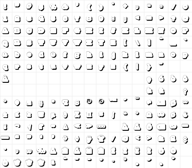 Mince Shadow Regular  glyph index