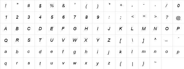 CordiaUPC Bold Italic  glyph index