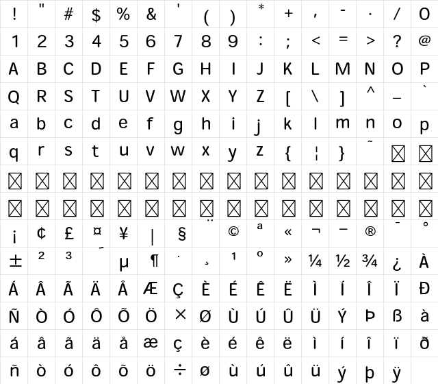 Heisei Maru Gothic Std W4  glyph index