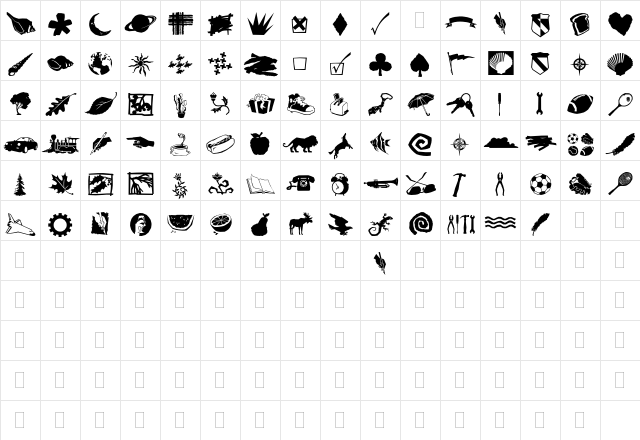 DF Incidentals Regular  glyph index