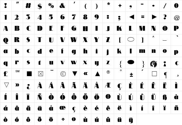 Cg Medium  glyph index