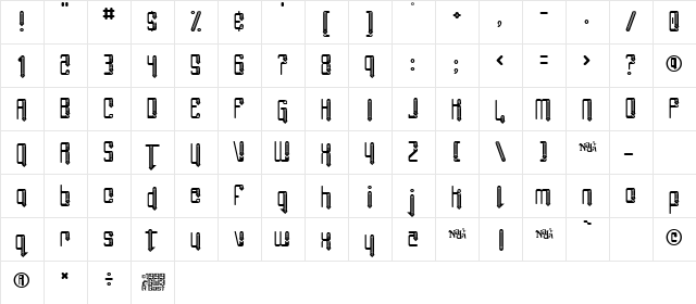 Angie Impressing Regular  glyph index