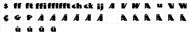 BottleKaps Profi Expanded Regular  glyph index