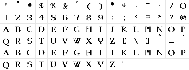 Angel Eyes Regular  glyph index
