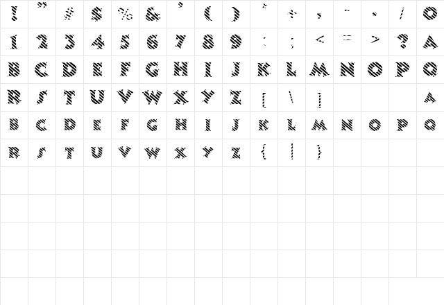 CandyStripe Regular  glyph index