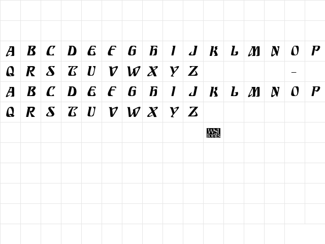 SundraDisplayCaps Bold Italic  glyph index
