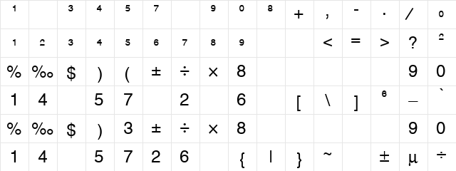 Alex Regular  glyph index