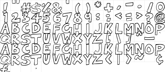 Hollow Cartoonlings Regular  glyph index