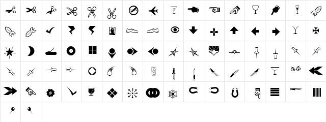 A&L Dingbats 1 Normal  glyph index