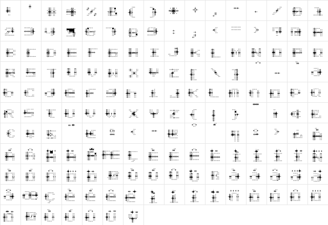 Stardust Regular  glyph index