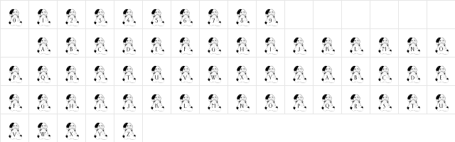 101! TeddieZ Stocking Regular  glyph index