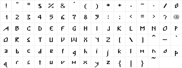 Nordic Wd Regular  glyph index
