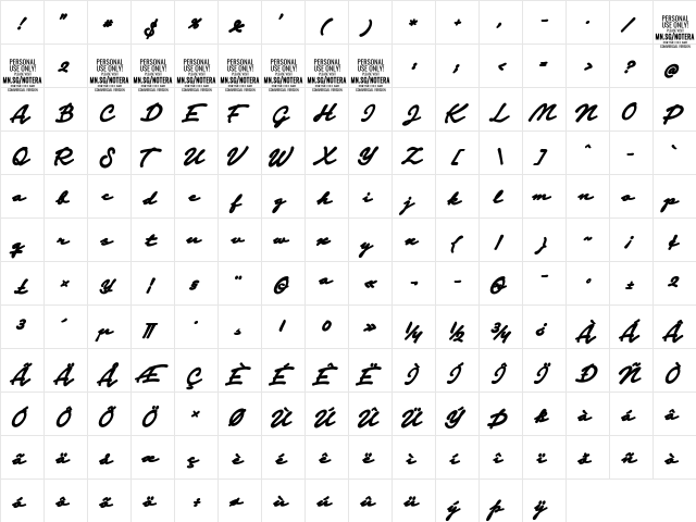 Notera 2 PERSONAL USE ONLY Black  glyph index