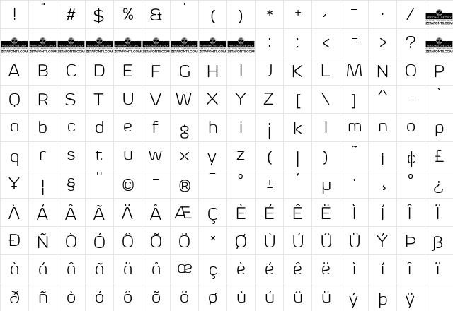 Byom Light  glyph index