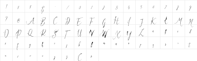 Milova Demo Regular  glyph index