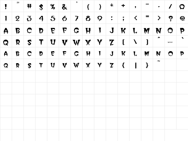 HORROR Regular  glyph index