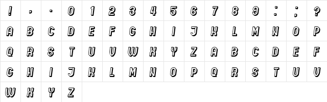 Indirect Implication 3D Italic  glyph index
