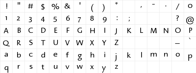 Asta-MediumPKA Regular  glyph index