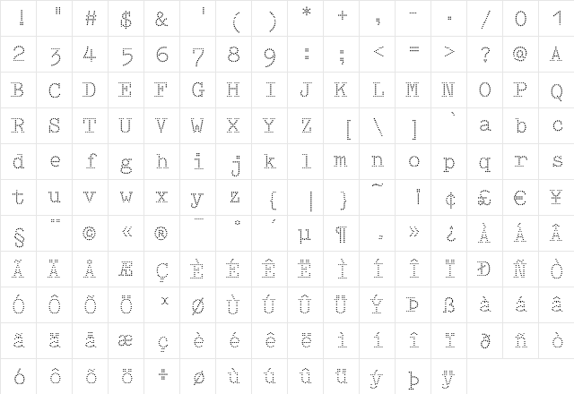 Intimo-Two Regular  glyph index