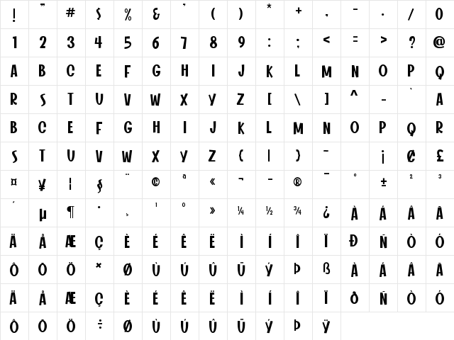 Summer Sunshine Regular  glyph index