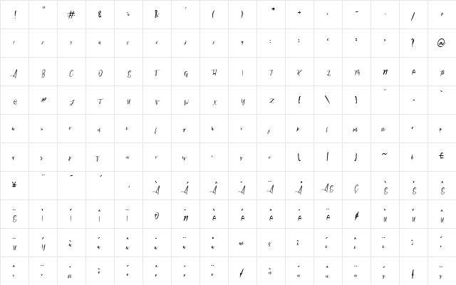 maroko Regular  glyph index