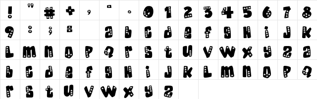 American Donuts Regular  glyph index