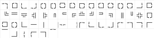 New Regular  glyph index