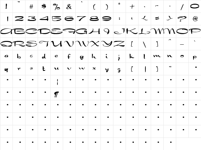 Long Run 5 Regular  glyph index