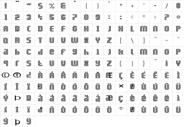 FZ UNIQUE 13 EX Normal  glyph index