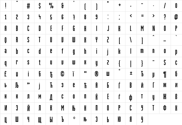 MartenCyr Medium  glyph index