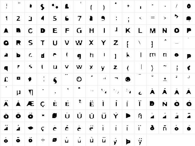 Autotrace Nine  glyph index