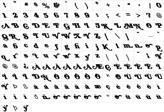 FZ JAZZY 47 LEFTY Normal  glyph index