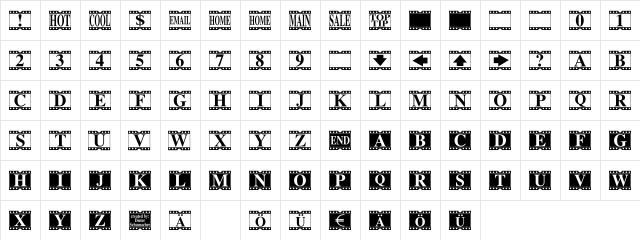 Movie Times Regular  glyph index