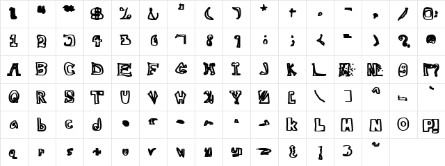 Trash Godown Regular  glyph index