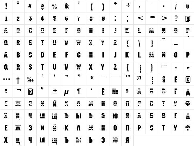 a_MachinaNovaStrMini Normal  glyph index
