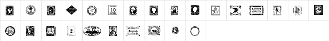 PostageStamps Regular  glyph index