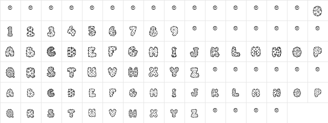 PC Calico Regular  glyph index
