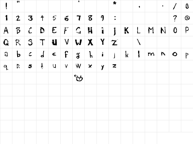 Potato Print Regular  glyph index
