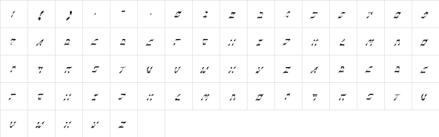 Speed Bolt Bolt-Regular  glyph index