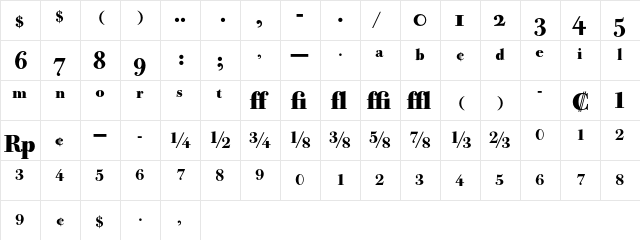 Bodoni Old Face BE Bold Expert  glyph index