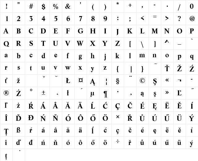 LifeTEE Bold  glyph index